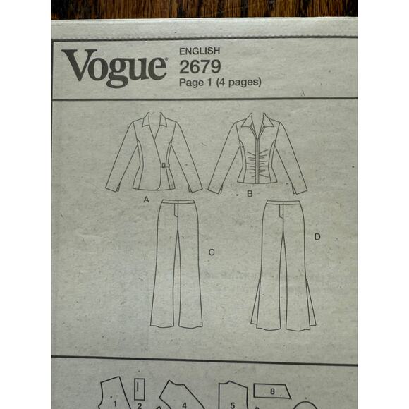 UC FF Vogue Sewing Pattern 2679 NY The Collection Ruched Top Opt Flare Hem Pants - Picture 3 of 9